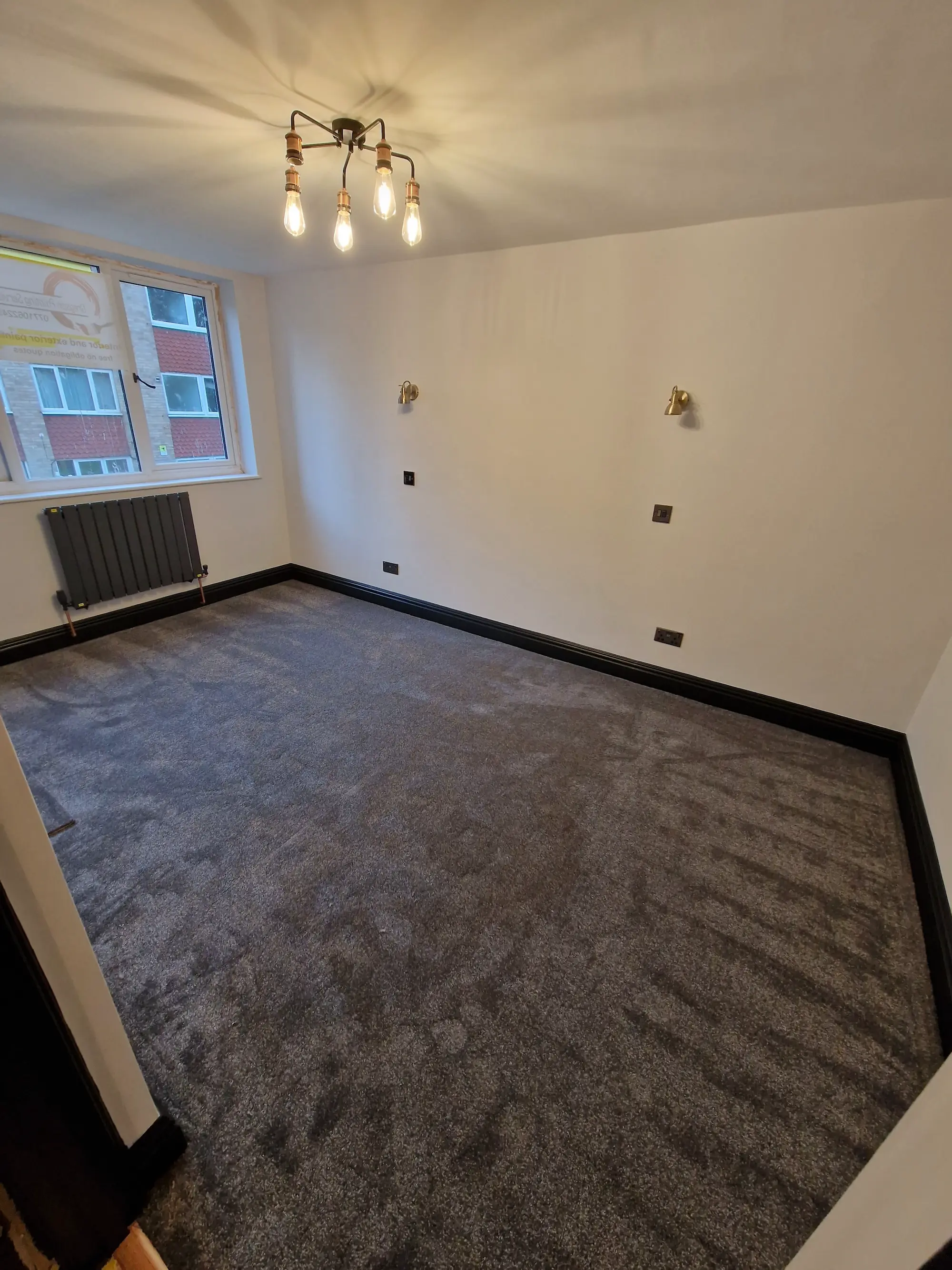 Photo of a modern, bright bedroom with dark carpet of Farleigh Court Road 2 Bedroom Flat