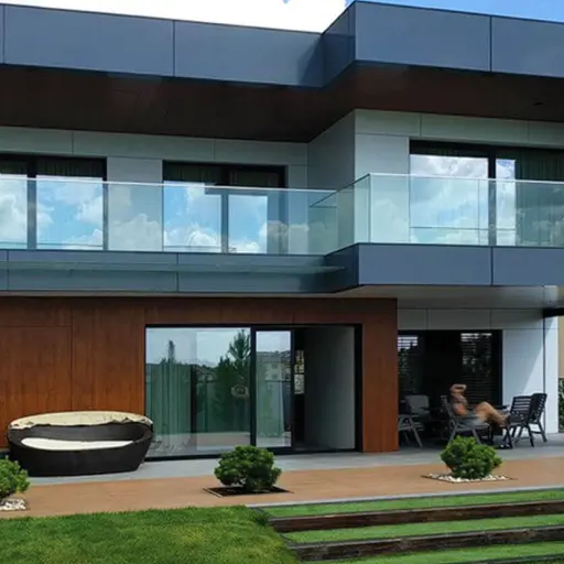 Modern House with Aluminium and Glass Doors and windows