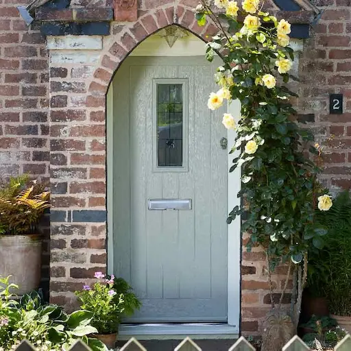 Photo of a wooden main door to a house